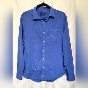 Vineyard Vines Men's Large Garment Dyed Cotton Silk Slim Tucker Shirt Blue